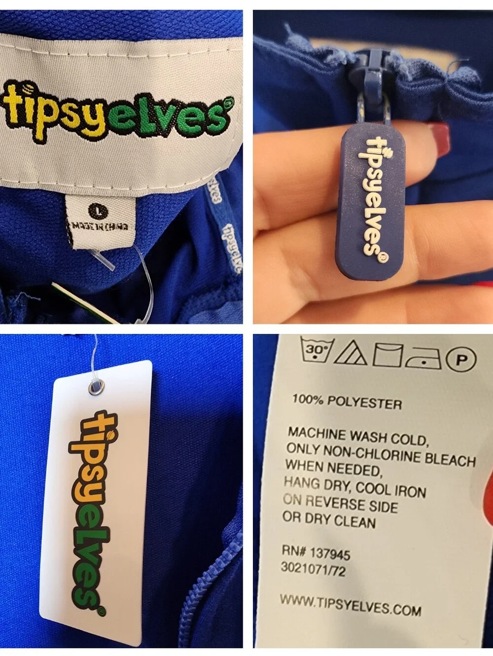 NWT Tipsy Elves' Wizard Costume Blue Silver Jumpsuit Hat Cape Size Large